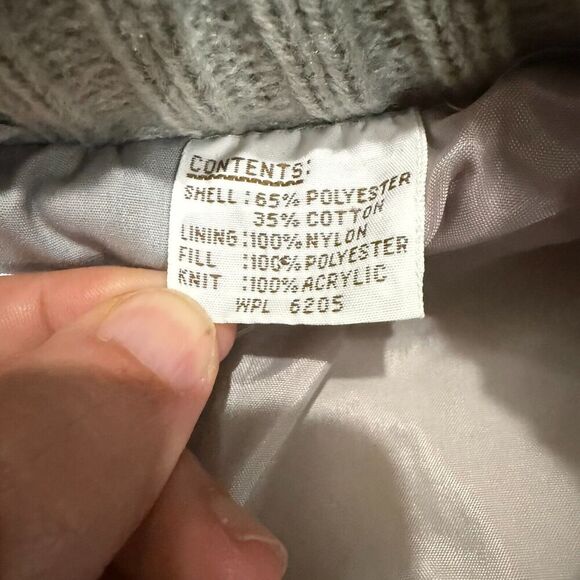 Vtg Saxton Hall Women's Quilted Puffer Coat Medium Gray Hooded Jacket Made Korea - Picture 14 of 14